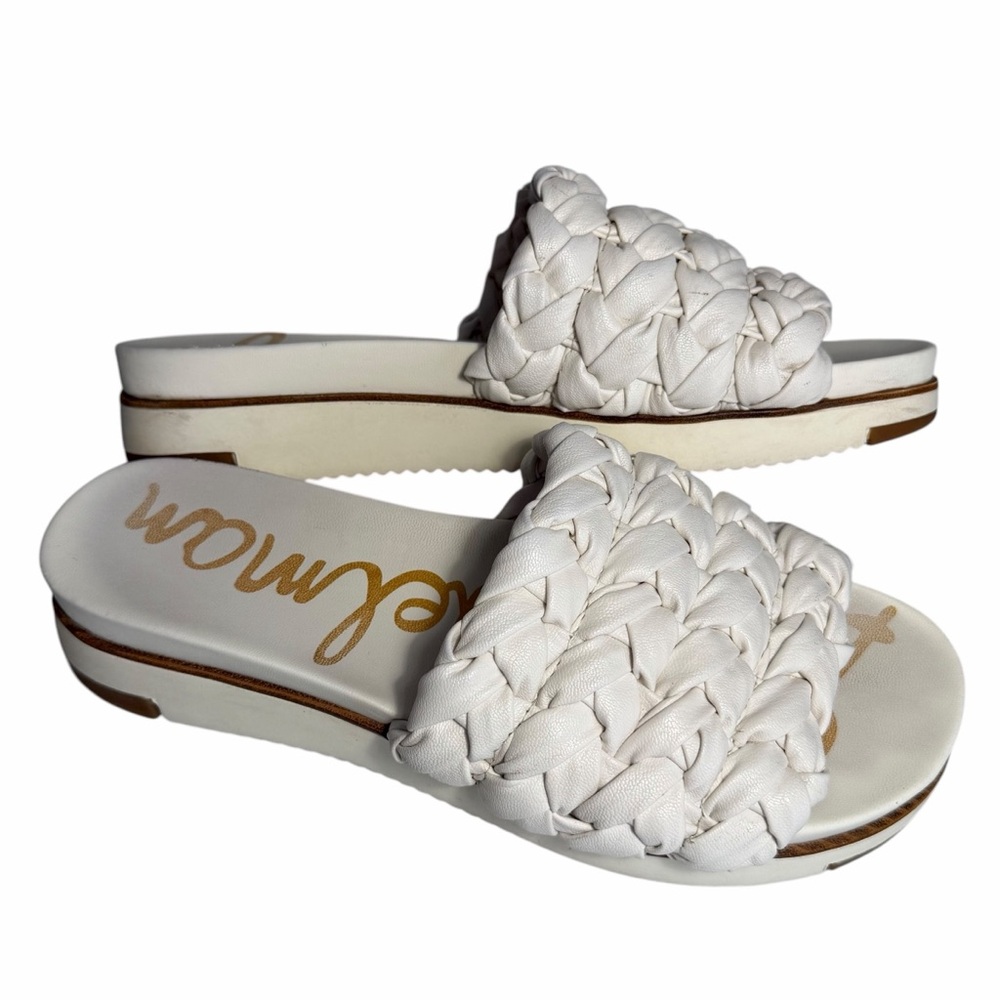 Sam Edelman White Braided Slide Sandals